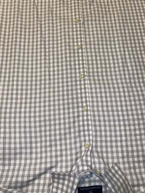 Hart Schaffner Marx Men's Large Grey Gingham Check Button-Down Shirt